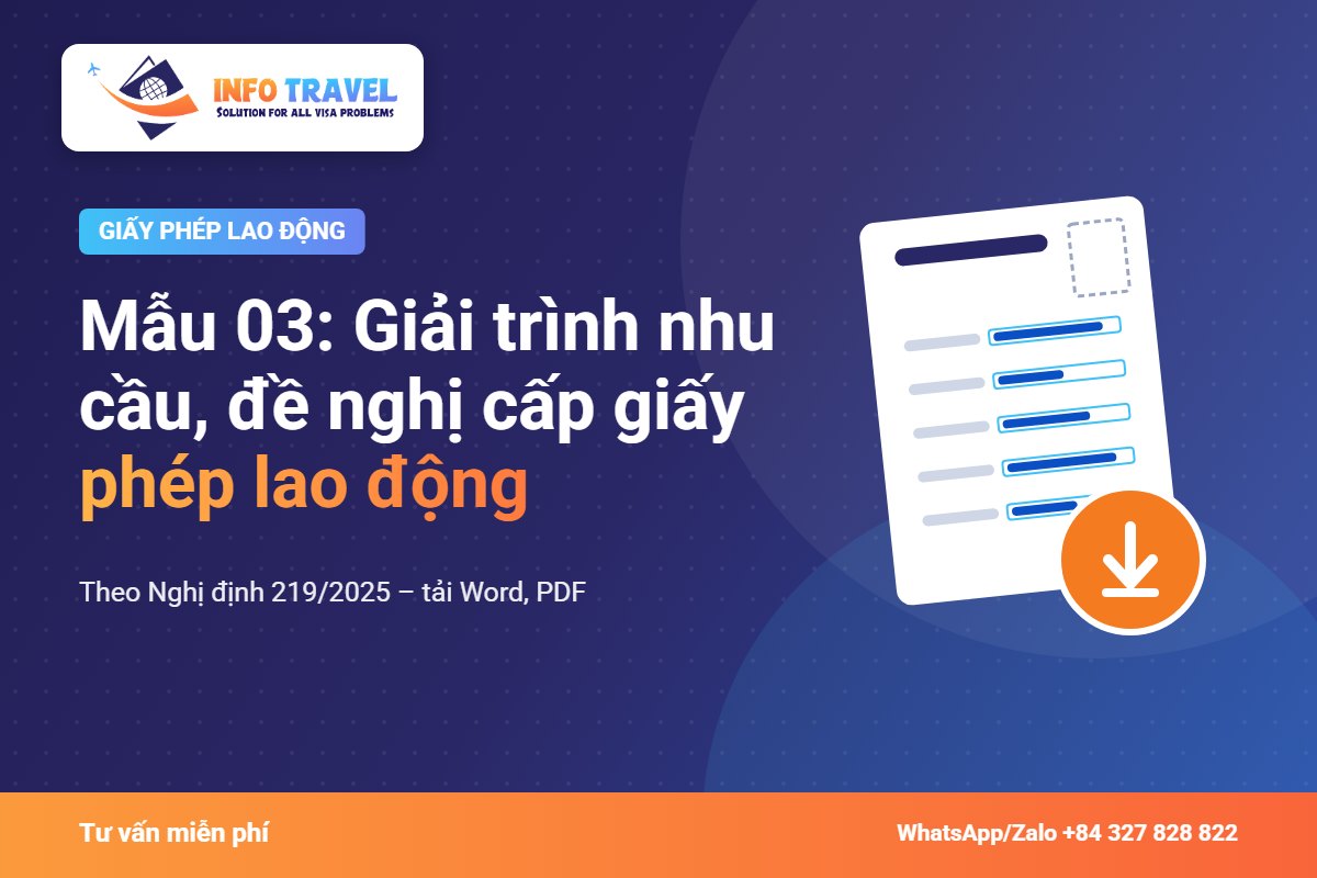 Mẫu 03: Giải trình nhu cầu, đề nghị cấp giấy phép lao động – Info Travel